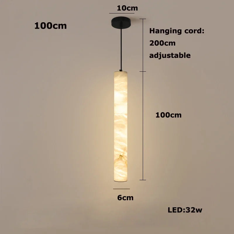 Dimmable LED Marble Linear Hanging Lamps LED Chandelier Lighting White Alabaster Suspension Luminaire Lampen For Dinning Room