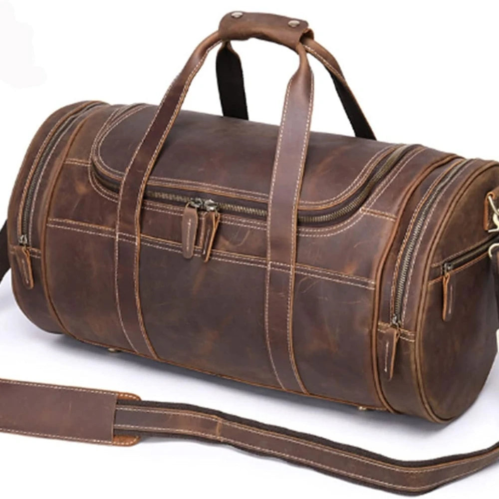 Leather Weekender Travel Bag, Duffel Bags for Men and Women, Weekend for Family Vacations