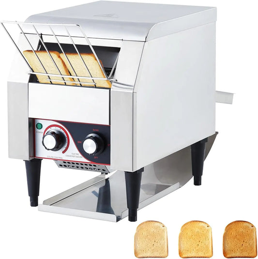 Commercial Toaster Conveyor 150 Slices/H Heavy Duty Industrial Design Stainless Steel Electric Oven, Dual Heating Tube 7-Speed