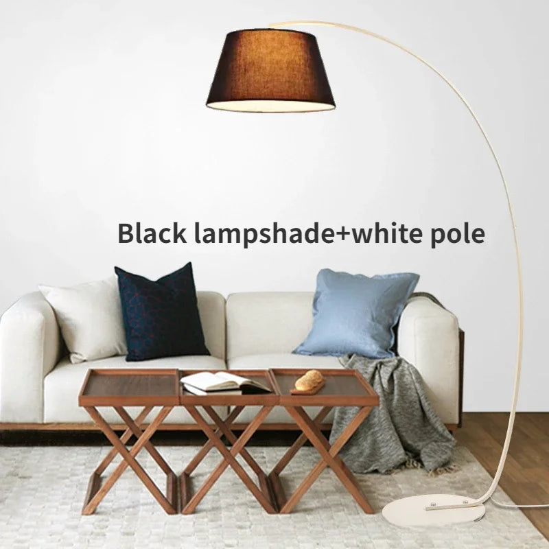 Nordic Living Room Floor Lamp, Simple Modern Sofa Table, Nordic, Vertical, American Bedroom, Big Black Metal Fabric Decoration