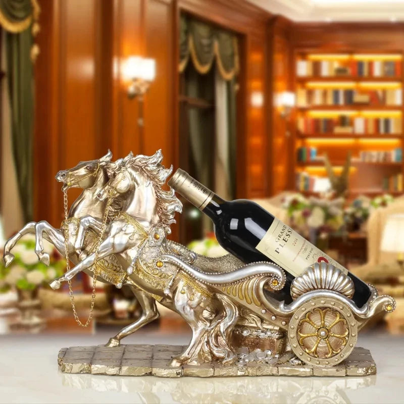 European Animal Horse Sculpture Wine Rack, Red Wine Rack, Home Decoration, Living Room Wine Cabinet Decor, High-end Creative Wed