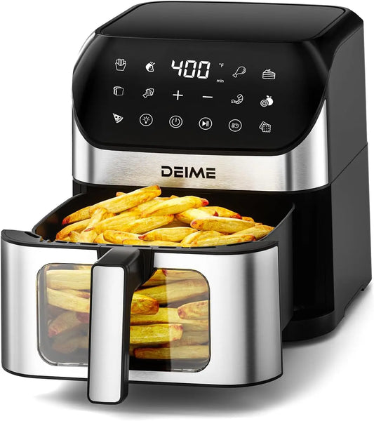 Air Fryer 6.2 QT Oilless 1500W Large Capacity Oven Air Fryers Healthy Cooker with 10 Preset, Visual Cooking Window, Non-Stick Ba