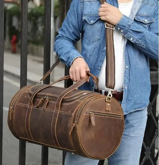 Leather Weekender Travel Bag, Duffel Bags for Men and Women, Weekend for Family Vacations