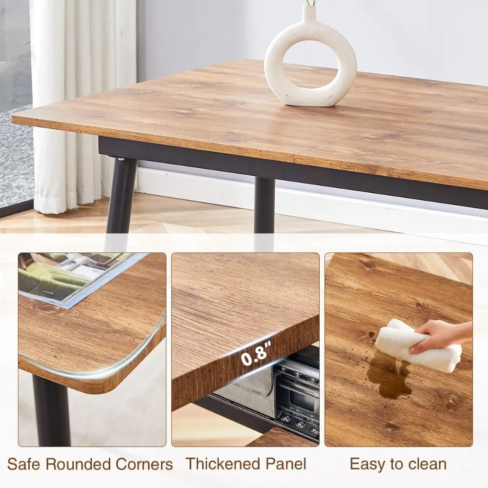 Extendable Dining Table for 4 6 8 People,59"-75" Wooden Expandable Dining Room Table with Sturdy Legs,Rectangle Kitchen Tables