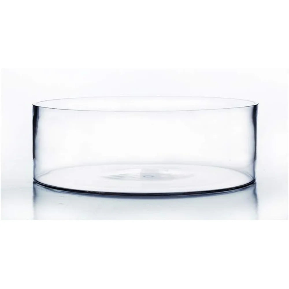 Bulk Clear Glass Cylinder Vases, 12 Open Width, 6 Height, Flat Pan Style, Ideal for Planters, Terrariums, and Wedding Floral Cen