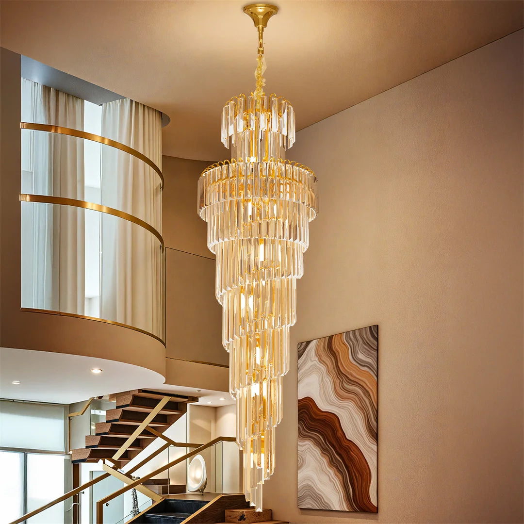 Modern Ceiling Chandelier Spiral Structure Crystal Pendant Lighting with 3 Colors Temperature for Dining Room, Kitchen Island