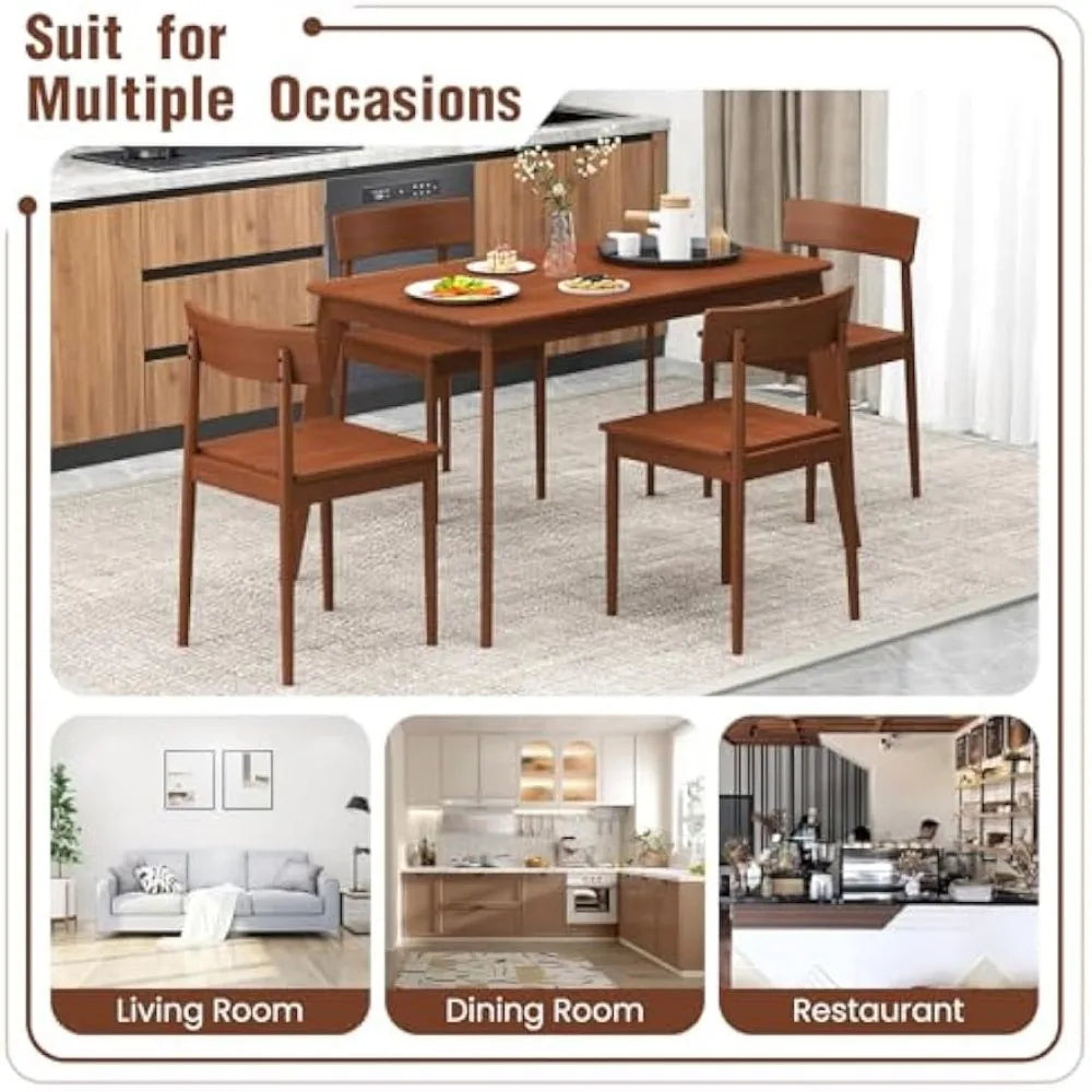 rectangular rubberwood dining set for 4 with 5 pieces including table and chairs for space-efficient kitchen