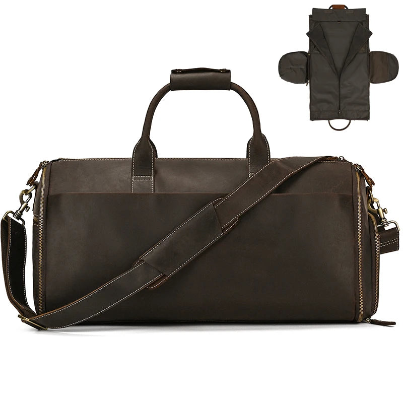 Men Business Trip Travel Bag for Suit Bag Duffle Bags Leather Men Handbag Genuine Leather Men's Weekend Bags Storage Bag Large