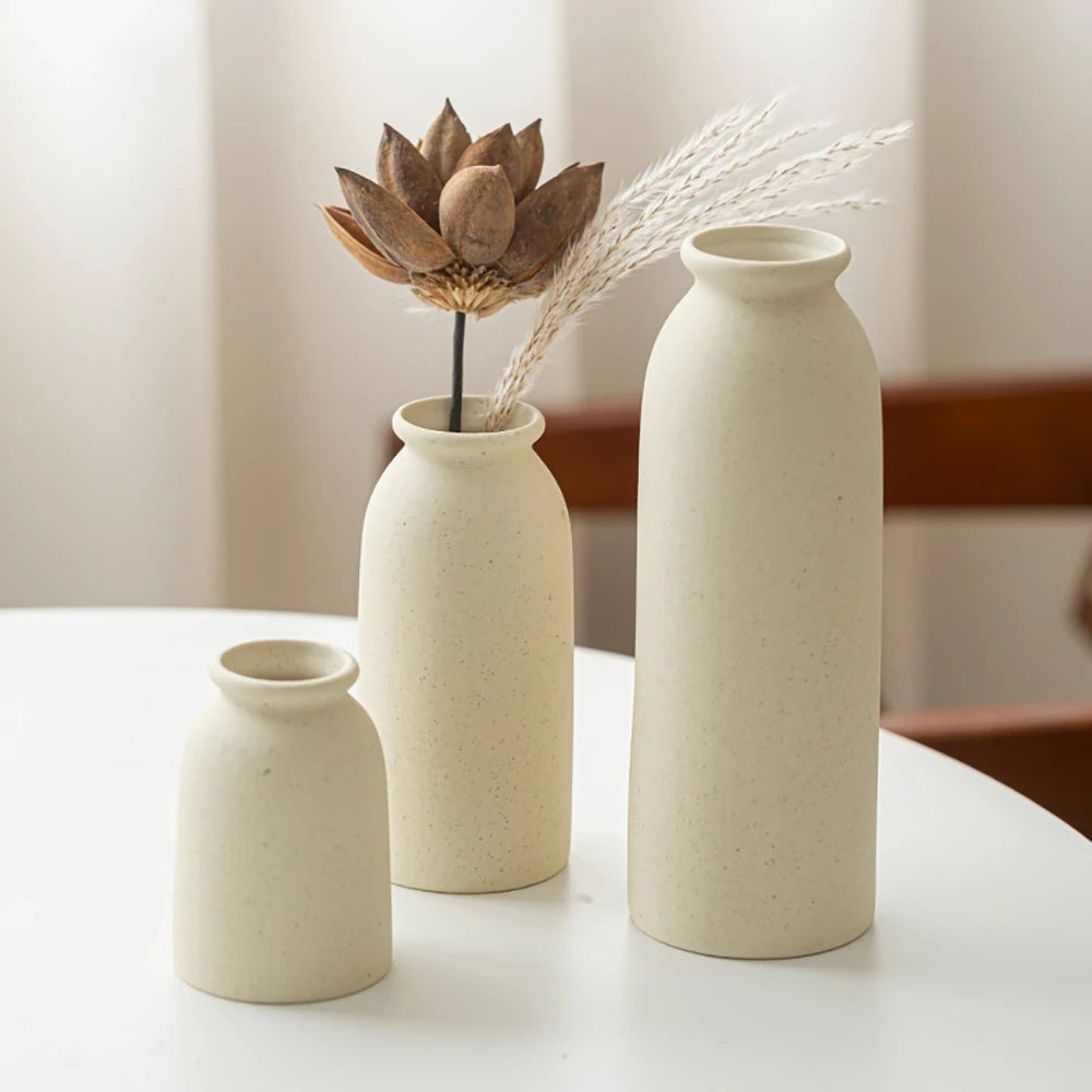 Ceramic Vase,Small Vases for Decor,Set 3 Modern Boho Vases for Flower Pampas,Fit for Living Room Desk Shelf Decor