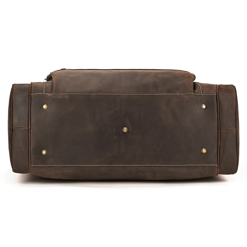 Crazy Horse Leather Men's Travel Bag Big Travel Duffel Durable Cowhide Weekend Bag Man Genuine Leather Luggage Tote Bag