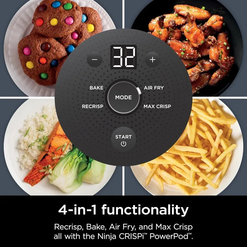 Ninja Crispi Air Fryer, Microwave, 4 QT & 6 Cup Glass Containers with Storage Lids, Air Fry, Bake, & More, Grey, FN101CGY