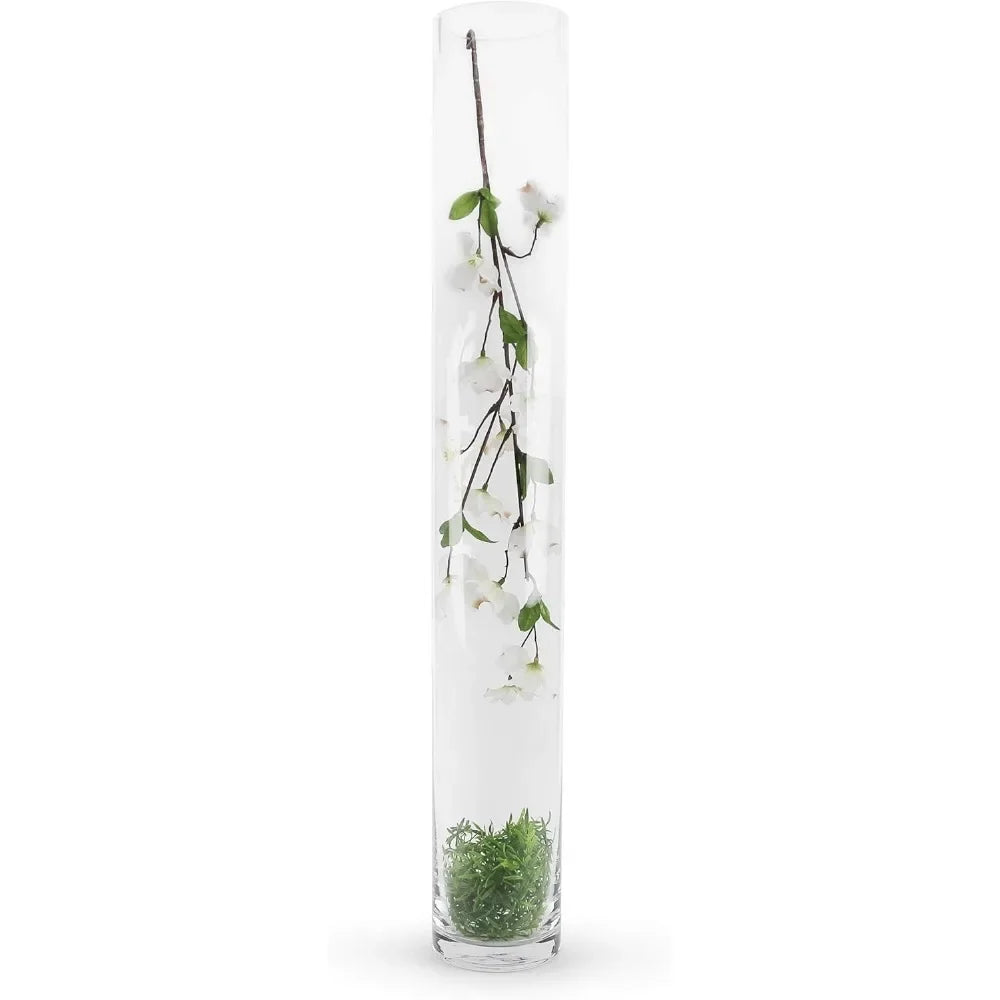 Clear Tall Cylinder Glass Vases for Quality Flower Arrangements and Floating Candles - Ideal for Wedding Centerpieces