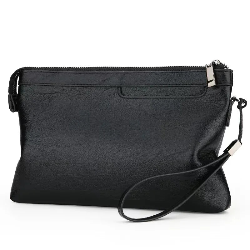 Stylish Solid Color Handbag, Minimalist Clutch Bag For Women, Soft PU Leather Wristlet Purse