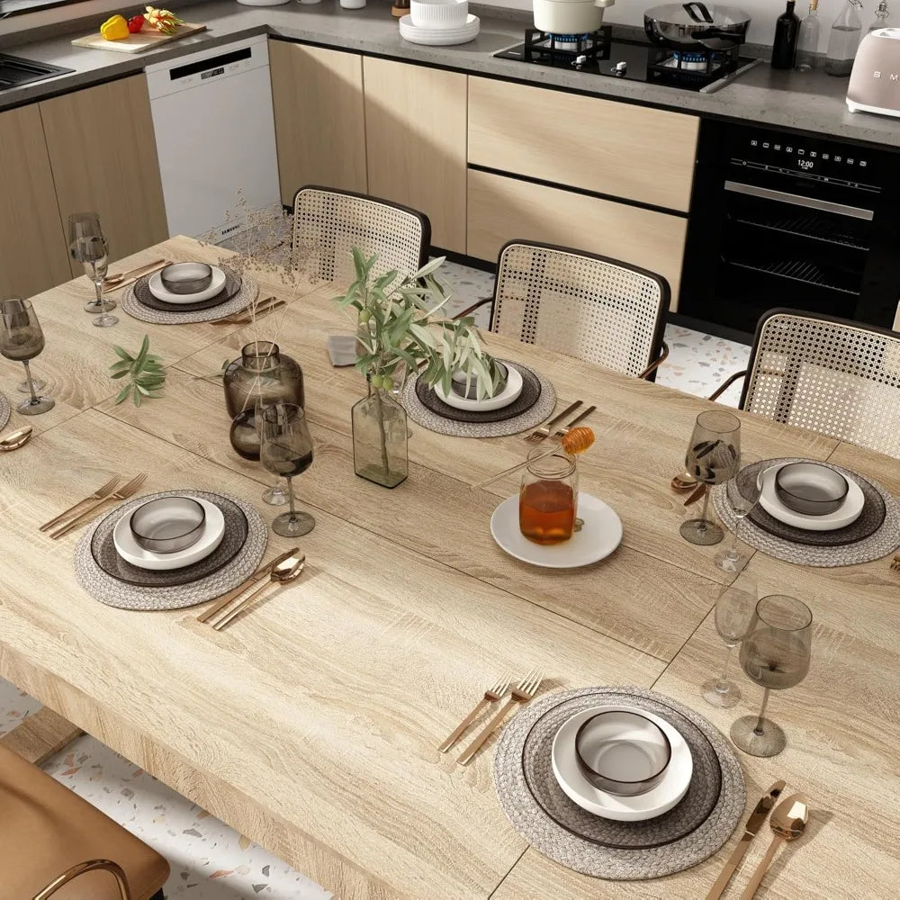 86.6 W Dining Table, for 8-10 People, Versatile Modern Wooden Dinner Table, Kitchen Table for Dining Room Conference Room
