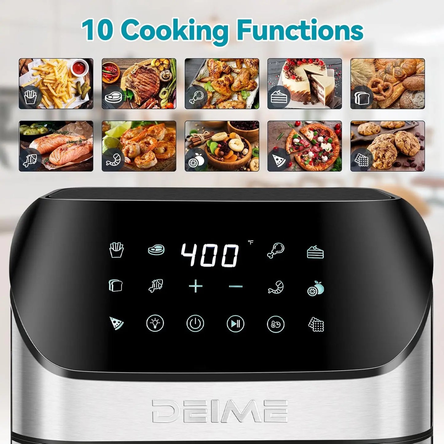 Air Fryer 6.2 QT Oilless 1500W Large Capacity Oven Air Fryers Healthy Cooker with 10 Preset, Visual Cooking Window, Non-Stick Ba