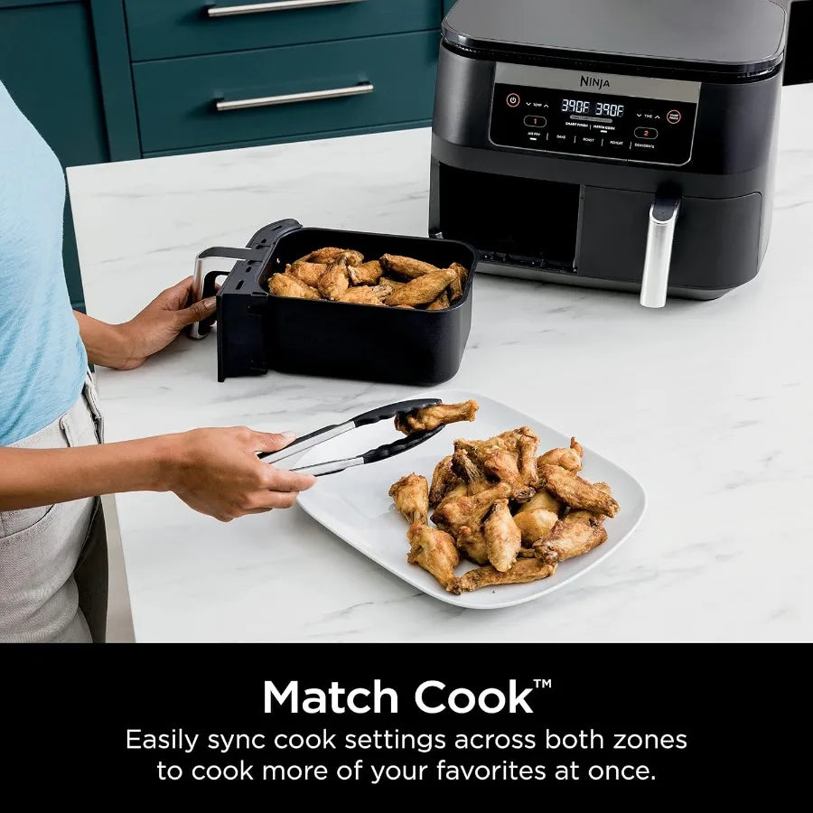 6Quart DualZone 2Basket Air Fryer for Simultaneous Cooking at Different Temperatures Ideal for Roasting Baking and Dehydrating