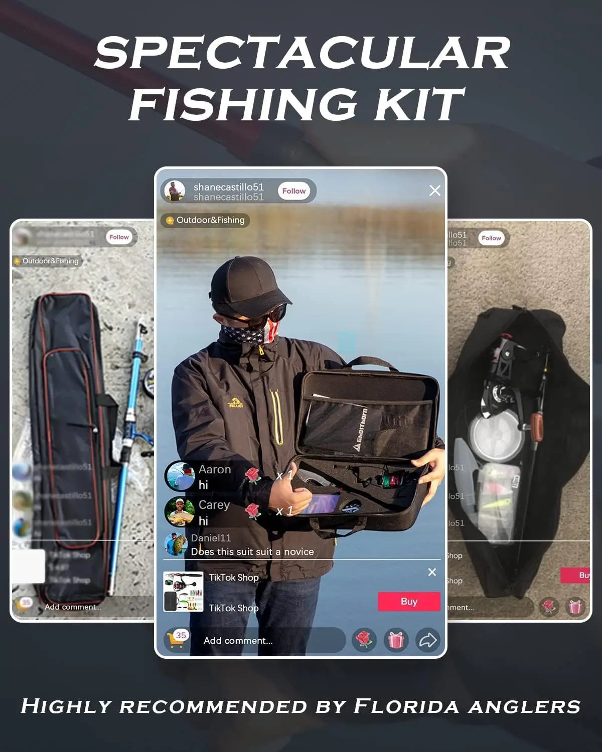 Fishing Rod and Reel Combo Telescopic Fishing Pole Kit Fishing Gear Starter Compact Travel Pole with Carrier Bag