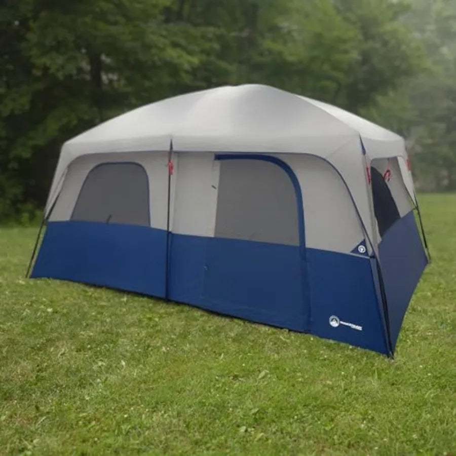 10 Person Camping Tent - Large Outdoor Tent with Room Divider and Rainfly - Family Camping House with 2 Doors and 4 Screen Wind