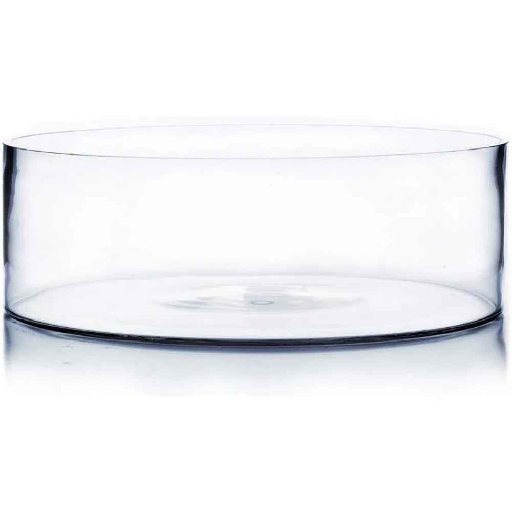 Bulk Clear Glass Cylinder Vases, 12 Open Width, 6 Height, Flat Pan Style, Ideal for Planters, Terrariums, and Wedding Floral Cen