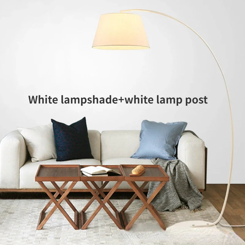 Nordic Living Room Floor Lamp, Simple Modern Sofa Table, Nordic, Vertical, American Bedroom, Big Black Metal Fabric Decoration