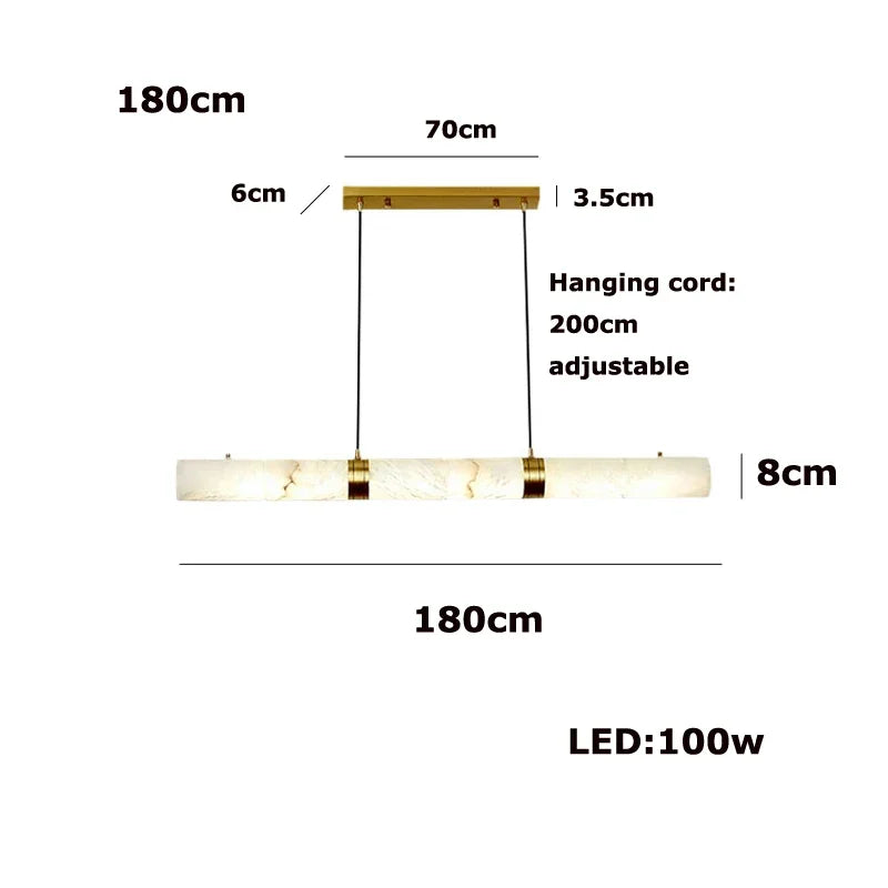 Dimmable LED Marble Linear Hanging Lamps LED Chandelier Lighting White Alabaster Suspension Luminaire Lampen For Dinning Room