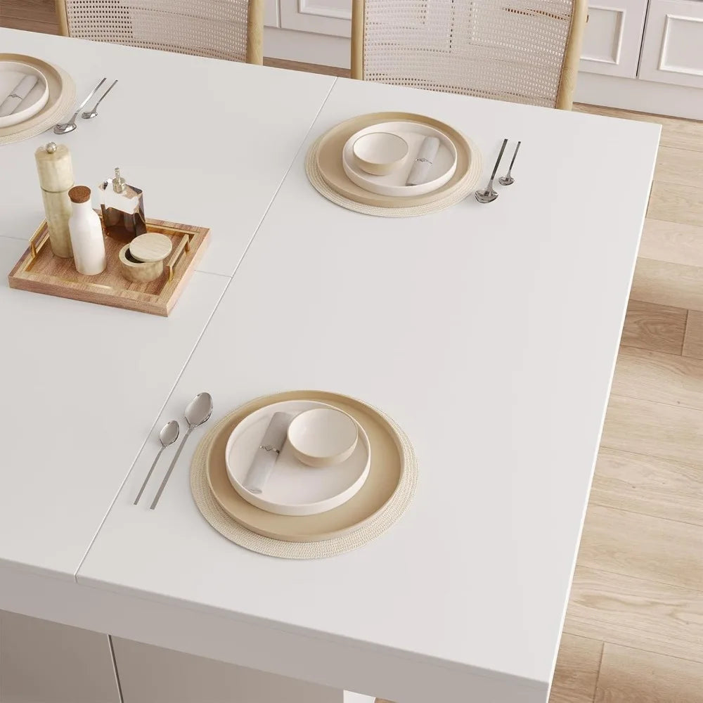 Counter Height Dining Table for 6-8 People, 78 Large Dining Room Table with Storage Cabinet, Rectangular Kitchen Table for Kitch