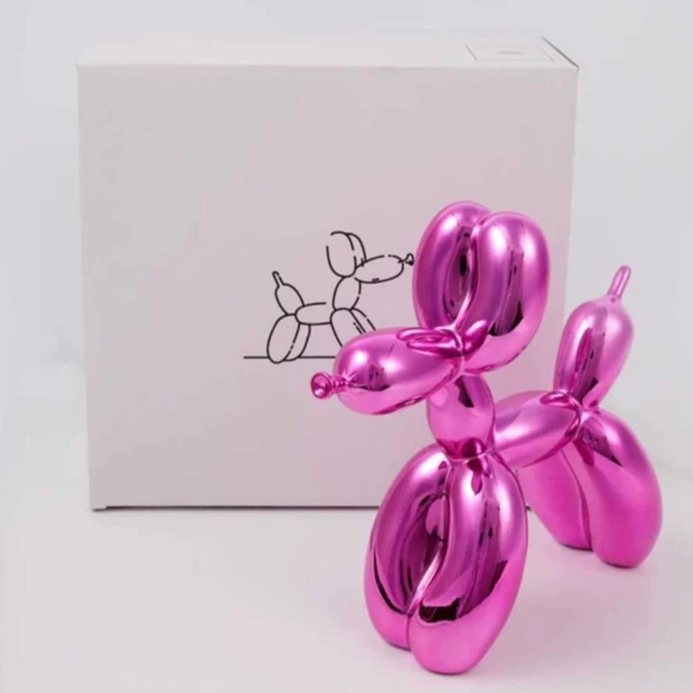 2 pcs/set 30cm Pattern Design Limited Edition Balloon Dog with Color Box, Plating Statue, Modern Art Sculpture, Home Decoration