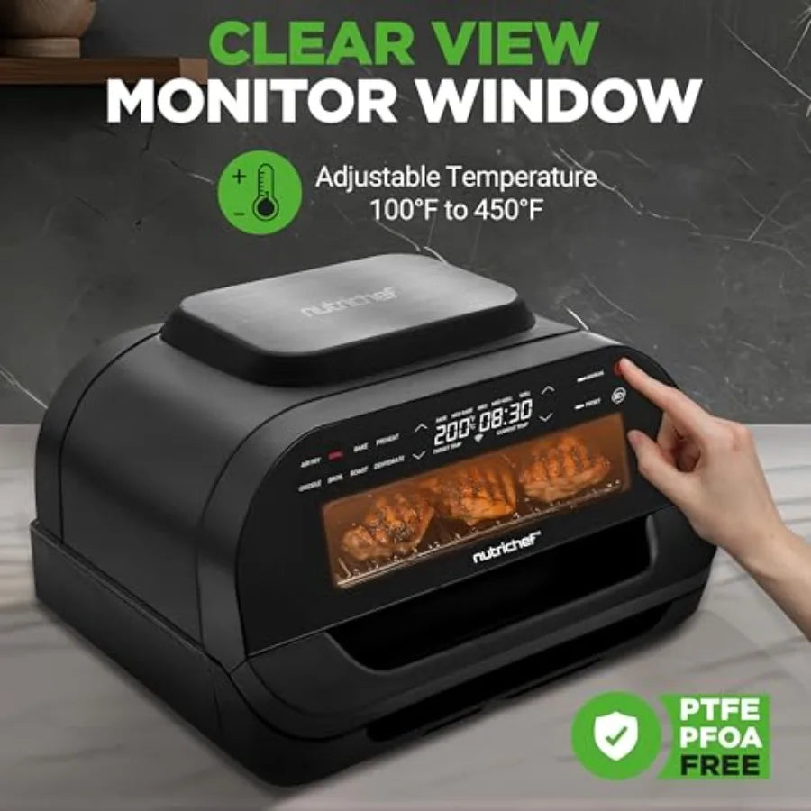 Indoor Smokeless Grill Smart Grill Air Fryer with 7 Cooking Functions 6L Capacity Includes Smart Thermometer Precise Temperatur