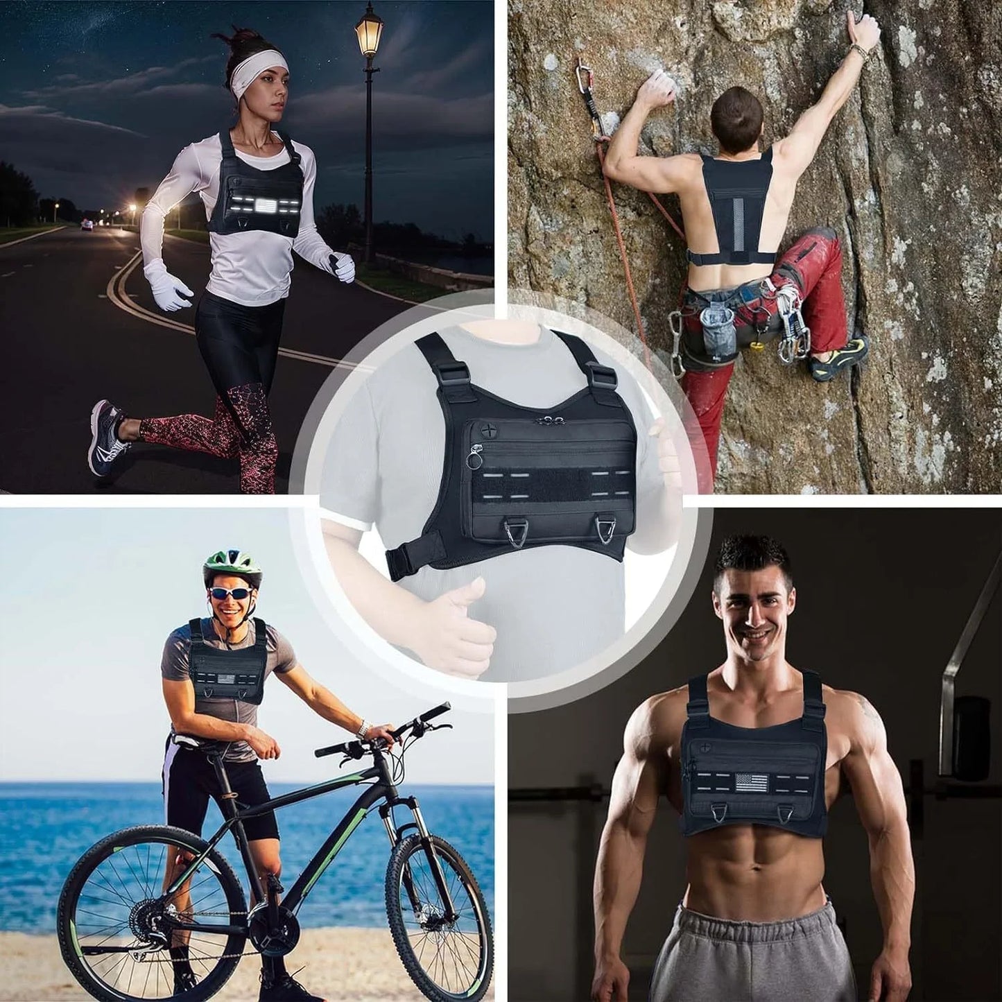 Sports Chest Bag for Men and Women, Anti-theft Vest Backpack for Workouts, Cycling & Hiking with Phone Holder