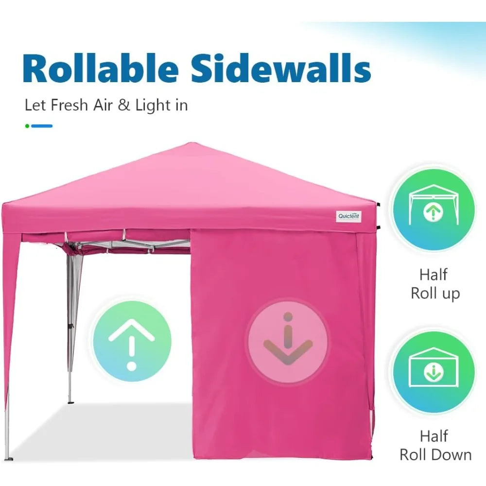 Easy Pop up Canopy Tent 10'x10' with 4 Detachable Window Sidewalls, One Person Setup, Waterproof Outdoor Portable Vendor Event