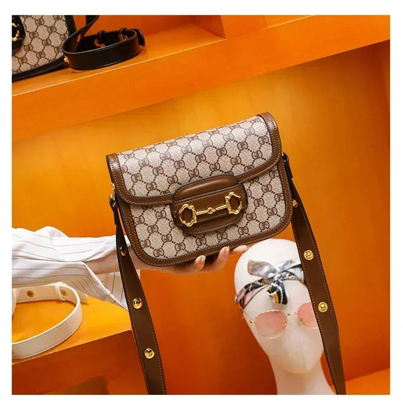 Women's Luxury Handbag  New Fashion Retro Print Small Square Bag Saddle Bag Versatile One Shoulder Crossbody Bag BG6