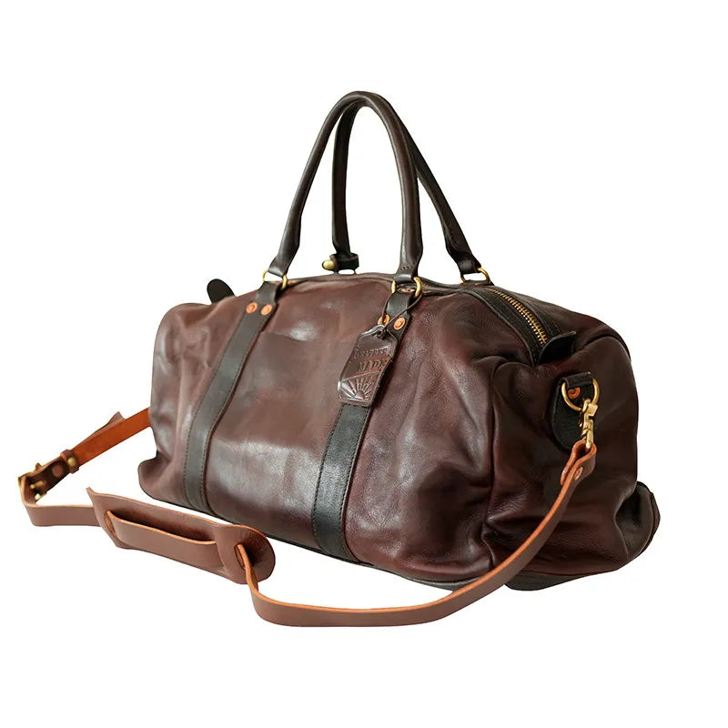 Fashion Vintage Luxury Natural Genuine Leather Men's Large-capacity Travel Bag Organizer Handmade First Layer Cowhide Handbags