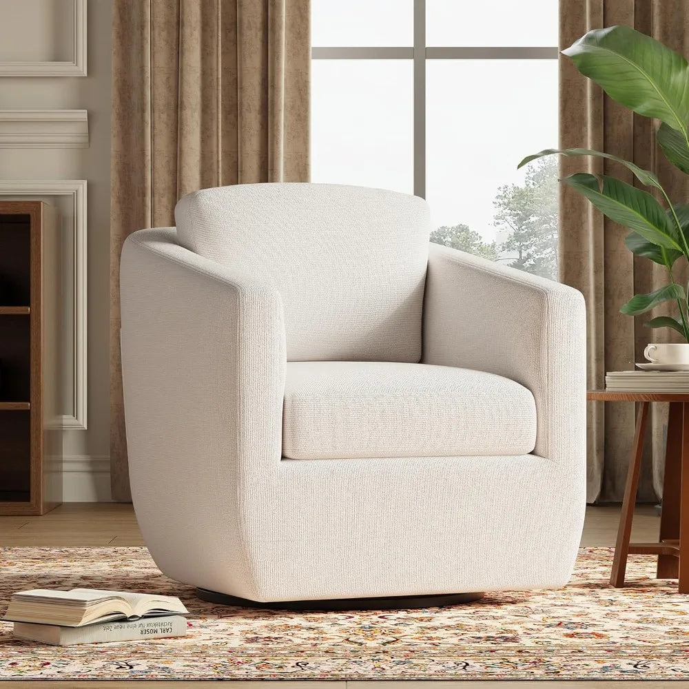 360-Degree Swiveling Accent Chair Pair with Pillows - Comfortable Living Room Armchairs on Durable Metal Bases, Ready to Use