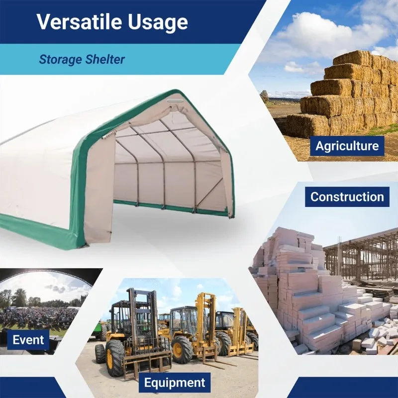Industrial 20x40 ft Storage Shelter | Single Truss PVC Canopy Building | Peak Style for Equipment