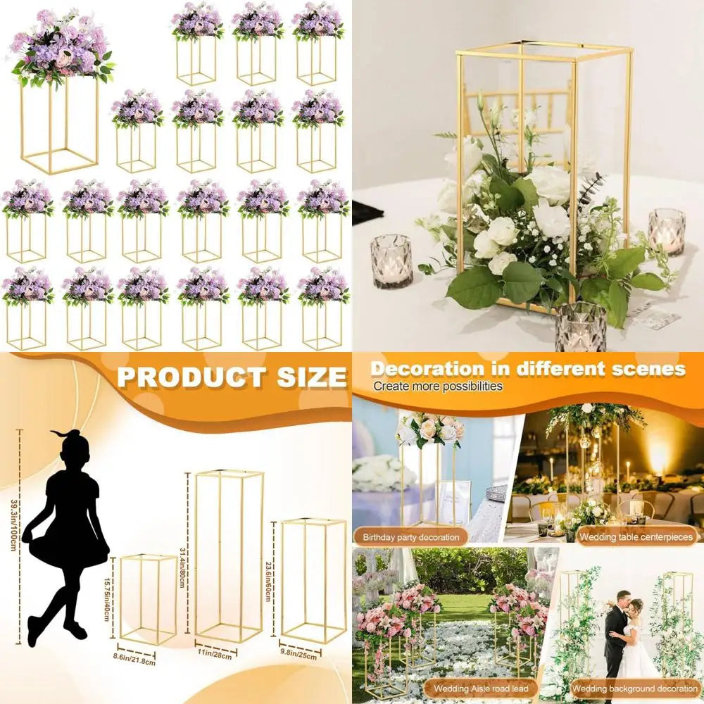 15.7 Inch Gold Wedding Table Centerpieces, Elegant Flower Vases for Wedding Table Decor, Anniversary Parties, and Home Decoratio