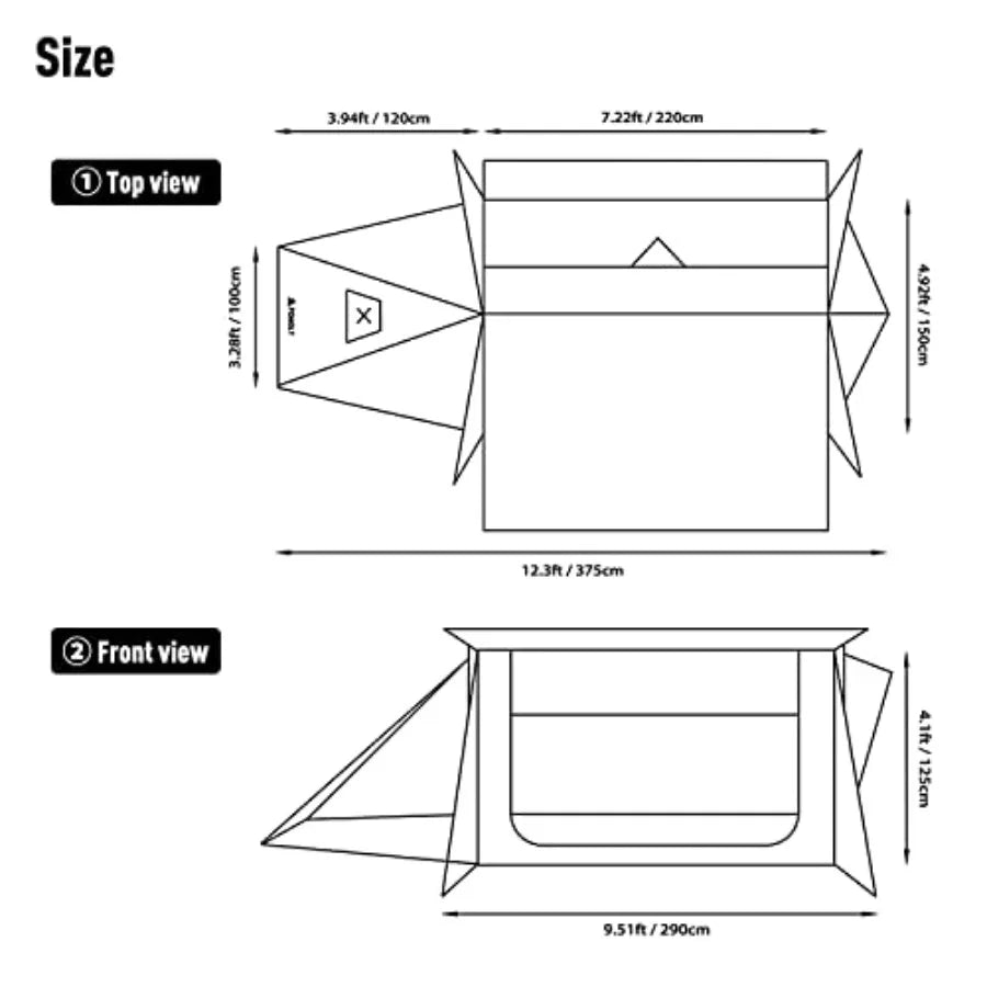 Hot Tent Bushcraft Tent STOVEHUT 20 2.0 Ultralight Shelter with 4 Poles for 12 Person Camping Backpacking Brown