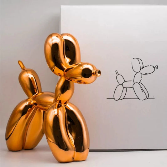 2 pcs/set 30cm Pattern Design Limited Edition Balloon Dog with Color Box, Plating Statue, Modern Art Sculpture, Home Decoration