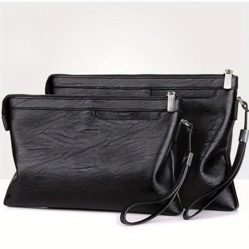 Stylish Solid Color Handbag, Minimalist Clutch Bag For Women, Soft PU Leather Wristlet Purse