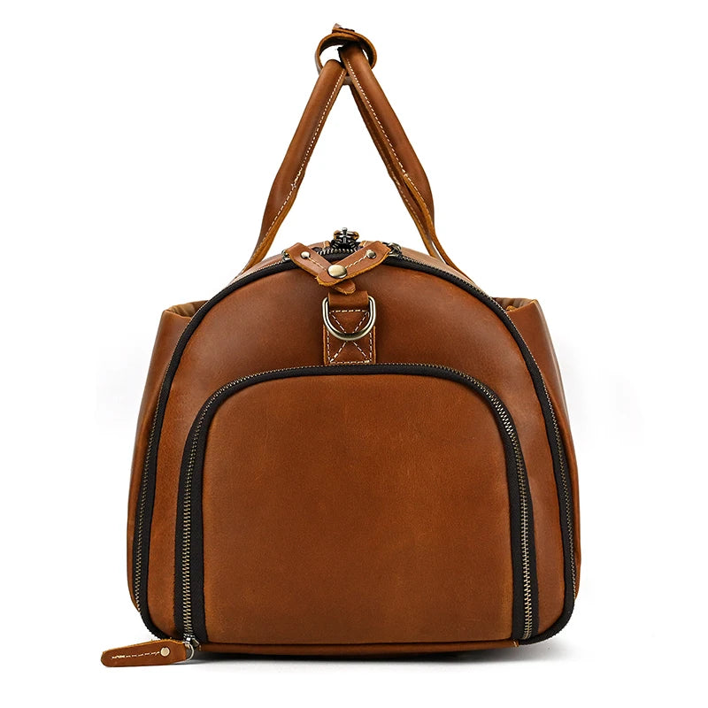 Men Business Trip Travel Bag for Suit Bag Duffle Bags Leather Men Handbag Genuine Leather Men's Weekend Bags Storage Bag Large