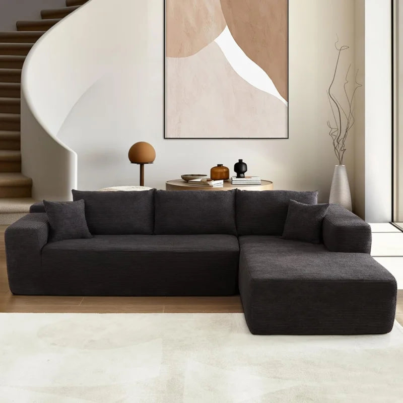 Modern Minimalist 104" L-Shape Couch with Chaise,Modular Sectional Sofa Cloud Deep Seat,Convertible Upholstered Couches for