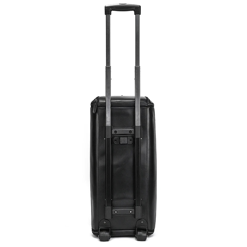 Large Capacity Tolley Case Genuine Leather Handbag with Roller Trolley Bag for Men Male Shoulder Bag for Business with Shoe Bag