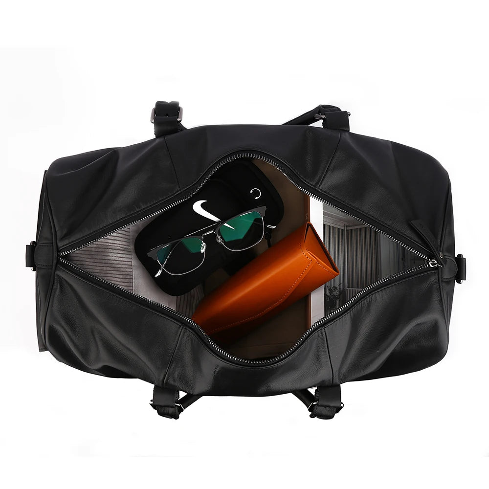 leather retro luggage bag foldable fitness leisure shoulder bag handbag large capacity male fashion multifunctional travel bags