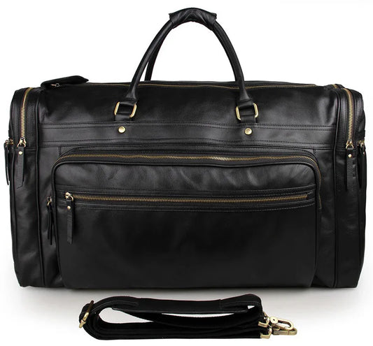 60cm High Capacity Genuine Leather Travel Bag Duffle Bags Men Male Travelling Hand Luggage Big Size Black Mens Big Weekend Bag