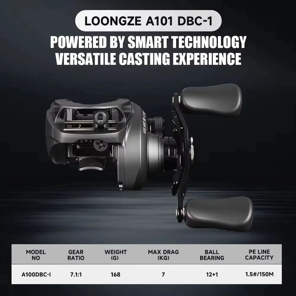 LOONGZE Airlite A101MBS A101DBC-1 Baitcasting Reel Low Profile 7.1:1 Gear Ratio CNC Metal Magnetic Brake Casting Fishing Reel