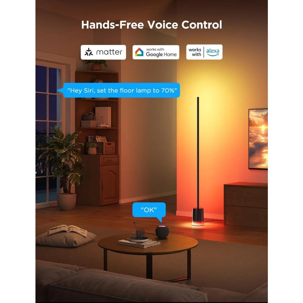 Smart RGBIC Floor Lamp with Alexa, Warm to Cool White Light, 1725 Lumens, Music Sync, and Scene Modes
