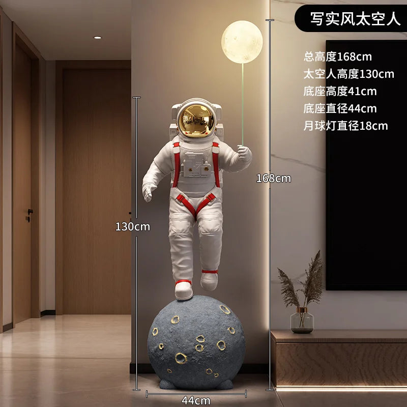 Home Decor 168CM Luminous Astronaut Statue Floor Decoration Living Room Large Welcome Sculpture Ornaments Opening Gift Figurines