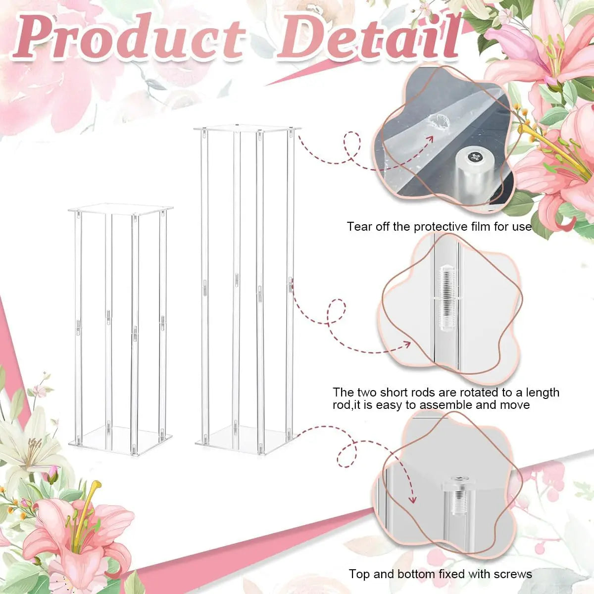 16Pcs Acrylic Centerpiece Wedding Flower Stand Flower vase Perfect for Birthday Party Anniversary Table Centerpiece(23.6 Inch)
