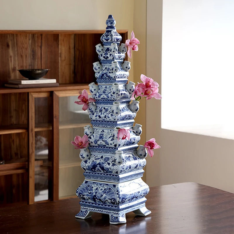 Ceramic Figurines Living Room Aesthetic Sculptures Interior Floor Decoration Art Flower Arrangement Vase Luxury Home Ornaments