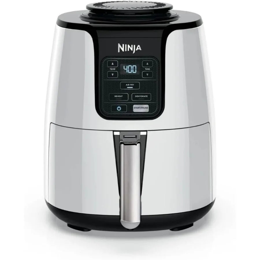 Ninja 4Qt Air Fryer with Easy-Release Ceramic Basket Crisper Plate 1550Watt MultiFunction Cooker Air Fry Roast Bake White
