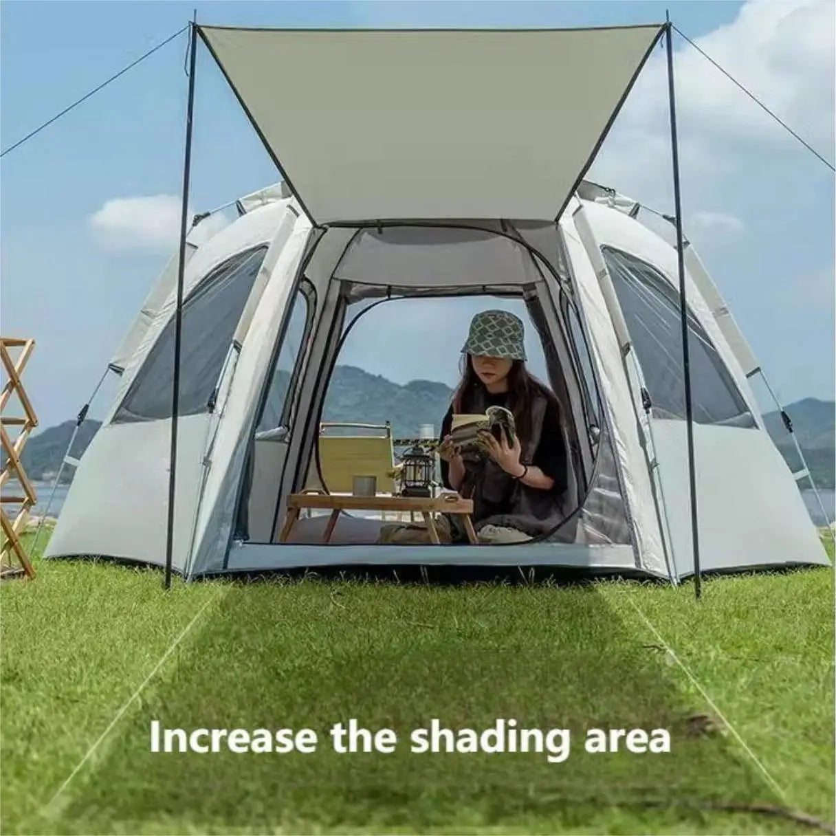 Camping pop up tents waterproof Portable Windproof tents for camping 4 person family tent with Skylight,Upgraded Large Size